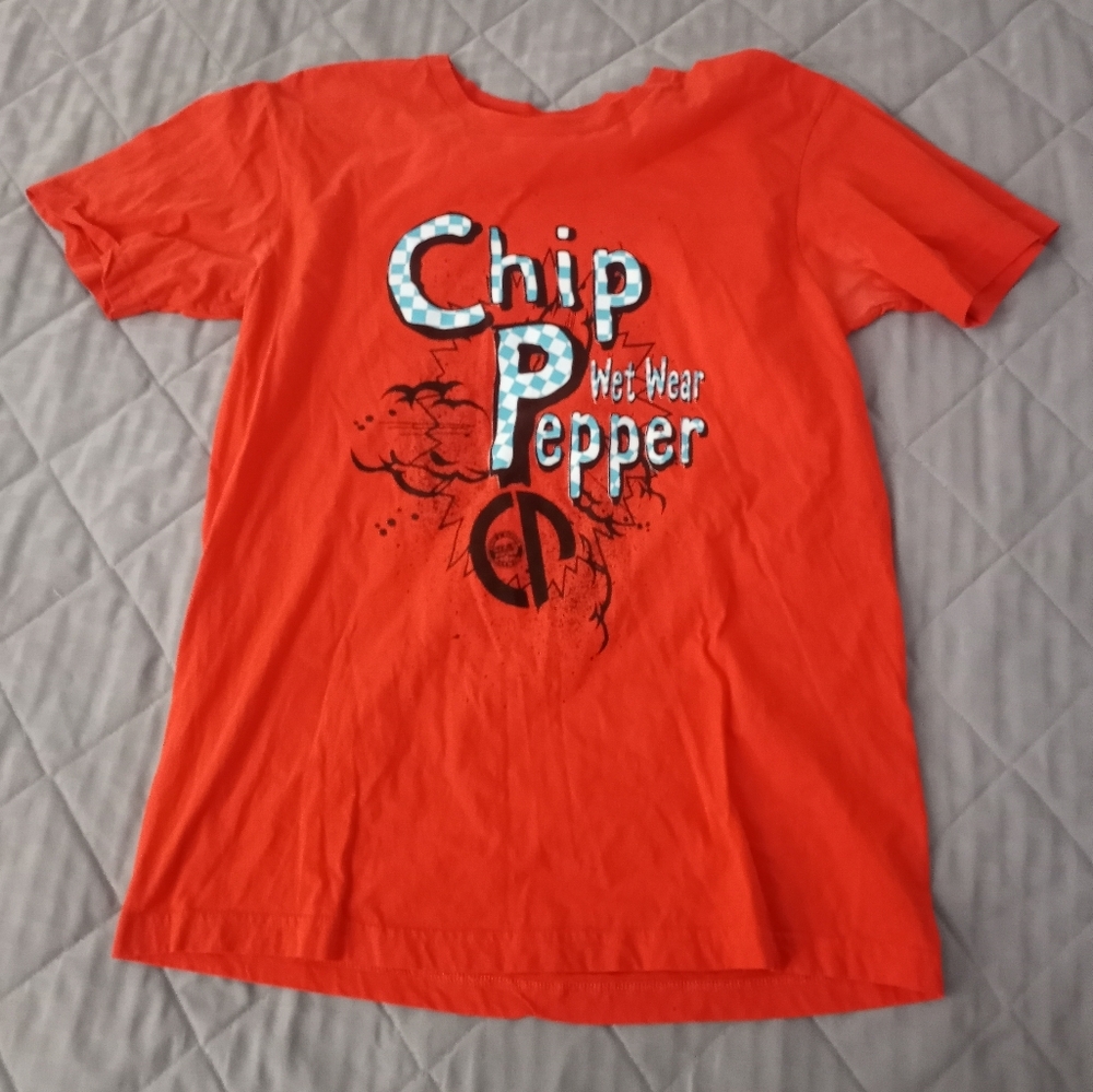 Men's Orange Size Large Vintage 90s Chip & Pepper T-Shirt Wet Wear Designer